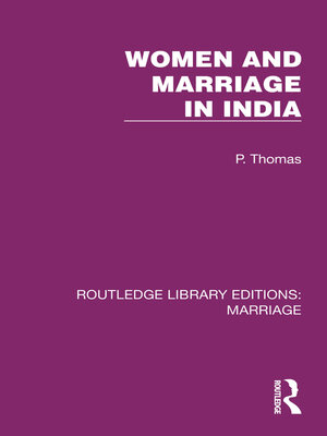 cover image of Women and Marriage in India